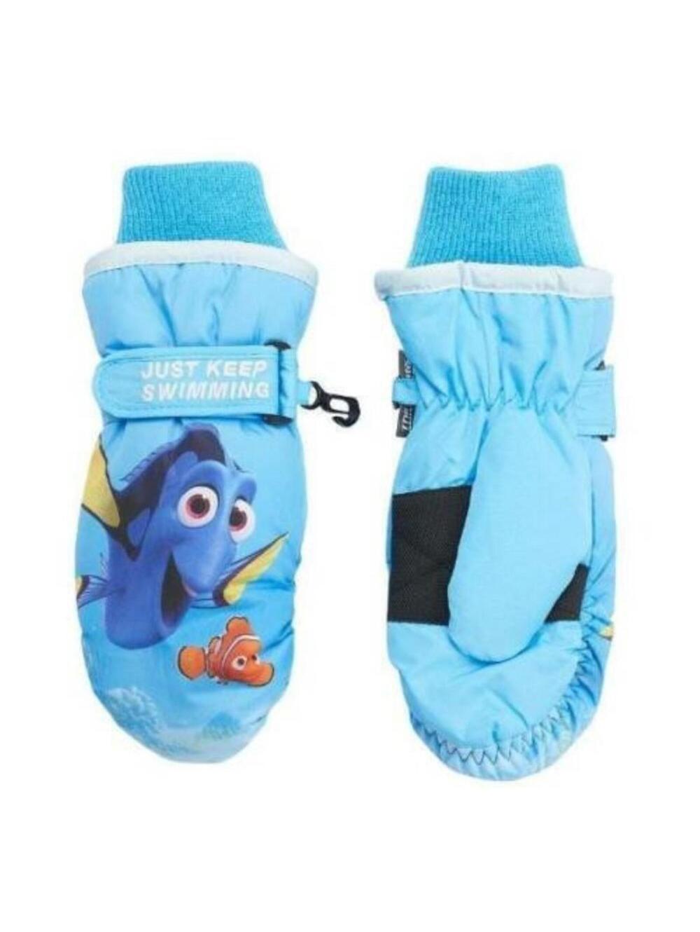 Disney Finding Dory Nemo Winter Mittens 4/6 Girls Blue Just Keep Swimming